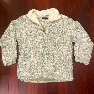 Blue Star Green and White Fuzzy Sweatshirt - Size Medium, 100% Polyester